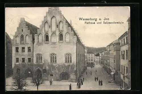 AK Wasserburg am Inn, Rathaus und Salzsendersäule
