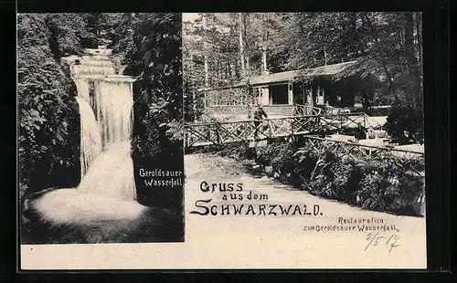 AK Geroldsau / Schwarzwald, Gasthaus Zum Geroldsauer Wasserfall, Wasserfall