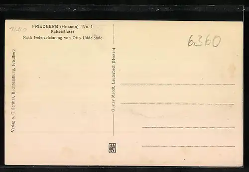 Künstler-AK Friedberg / Hessen, Kaiserstrasse mit Passanten