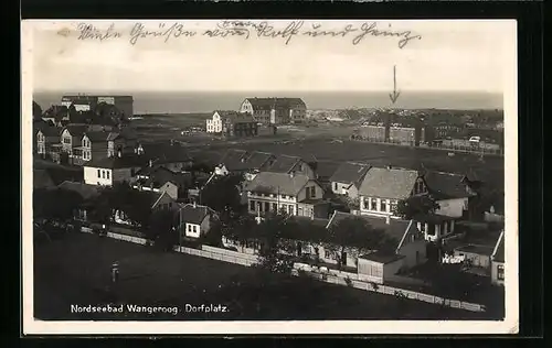 AK Wangeroog / Nordseebad, Dorfplatz aus der Vogelschau