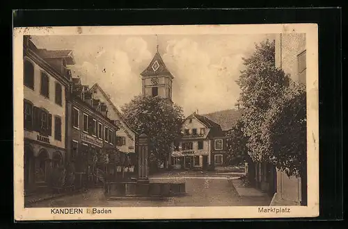 AK Kandern / Baden, Marktplatz mit Apotheke und Handlung Karl Brucker