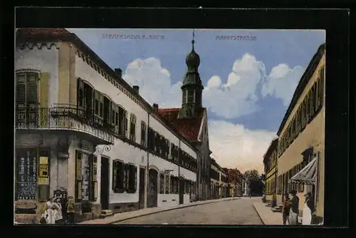 AK Germersheim a. Rhein, Marktstrasse mit Passanten