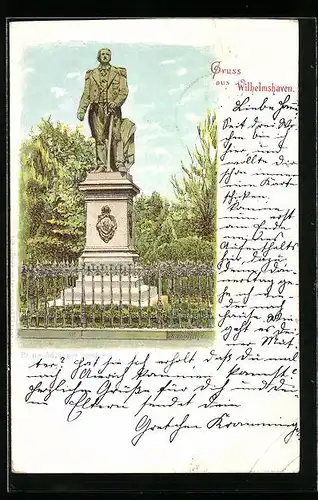 Lithographie Wilhelmshaven, Prinz Adalbert-Denkmal
