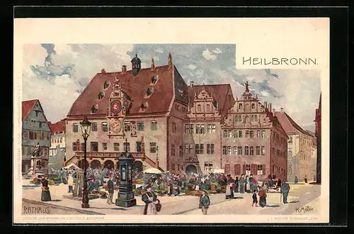 Künstler-AK Karl Mutter: Heilbronn, Motiv mit dem Rathaus