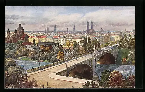 Künstler-AK Richard Wagner: München, Blick vom Maximilianeum