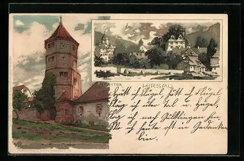 Künstler-AK Karl Mutter: Hirsau, Gesamtansicht mit Rathausturm