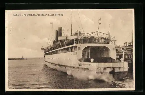 AK Fährschiff Preussen bei Sassnitz in See gehend