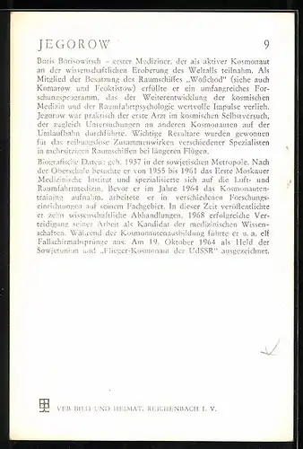 AK Kosmonaut Boris Borisowitsch Jegorow, Raumschiff Wosschod