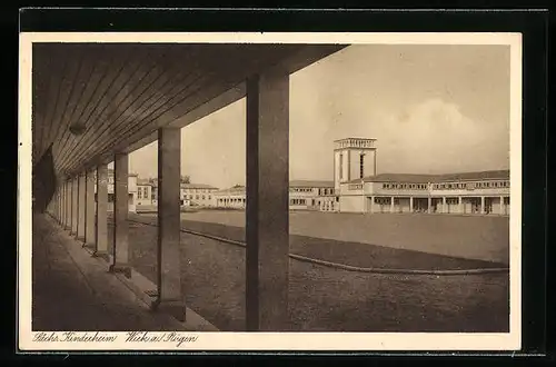 AK Wiek / Rügen, Sächs. Kinderheim, Umgang mit Wasserturm und Wirtschaftshof