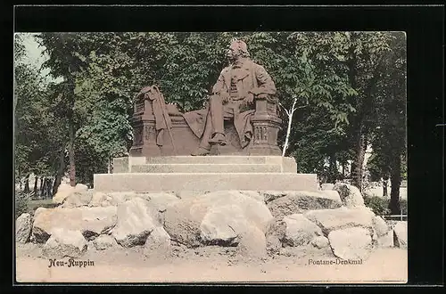AK Neu-Ruppin, Fontane-Denkmal