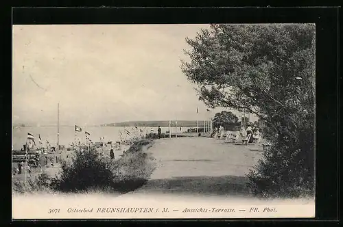 AK Brunshaupten i. M., Aussichts-Terrasse mit Meerblick