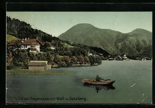 AK Tegernsee, Blick auf Wall- und Setzberg