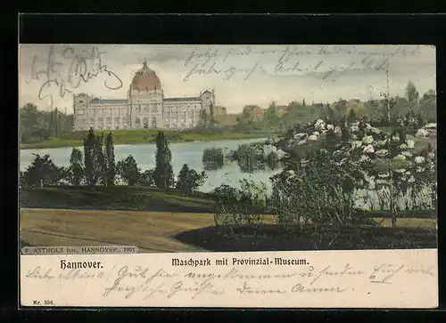 AK Hannover, Maschpark mit Provinzial-Museum