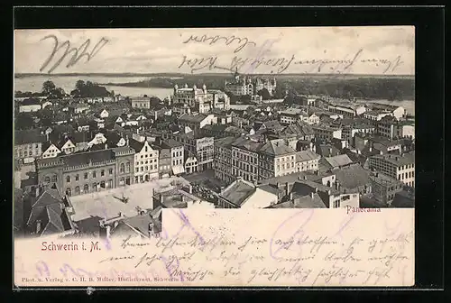 AK Schwerin i. M., Gesamtansicht aus der Vogelschau