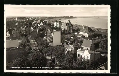 AK Cuxhaven / Nordsee, Blick a. d. Strichweg und Seedeich