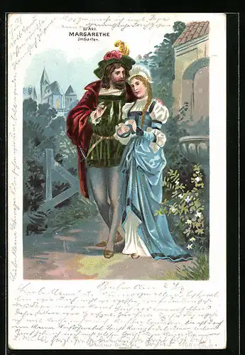 Lithographie Faust, III. Akt, Margarethe im Garten