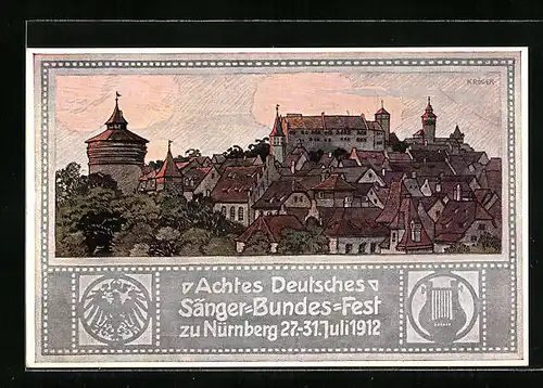 Künstler-AK Nürnberg, Achtes Deutsches Sängerbundesfest 1912, Teilansicht