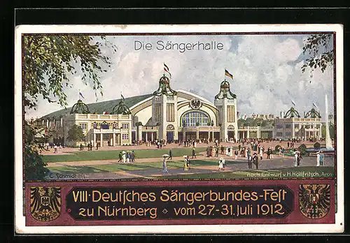 Künstler-AK Nürnberg, VIII. Deutsches Sängerbundesfest 1912, Die Sängerhalle