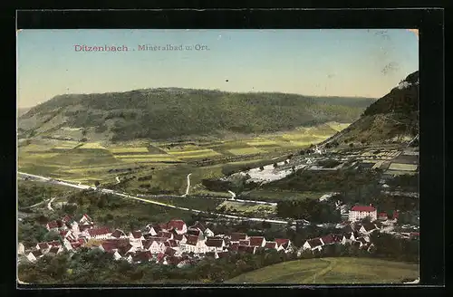 AK Ditzenbach, Ortspanorama vom Berg aus gesehen