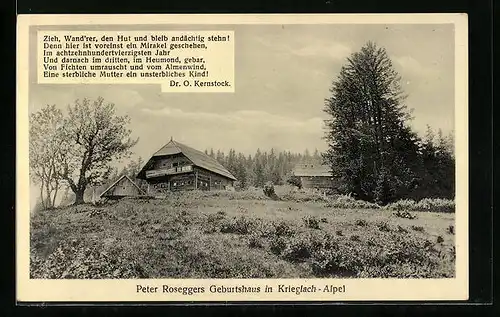 AK Krieglach-Alpel, Peter Roseggers Geburtshaus