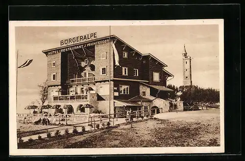 AK Mariazell, Berghotel Bürgeralpe mit Aussichtsturm