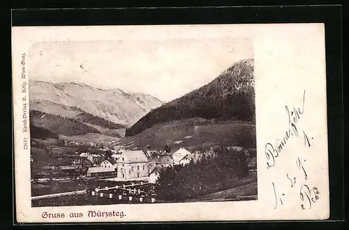 AK Mürzsteg, Teilansicht aus der Vogelschau