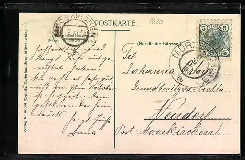 AK Mürzzuschlag, Teilansicht mit Brücke