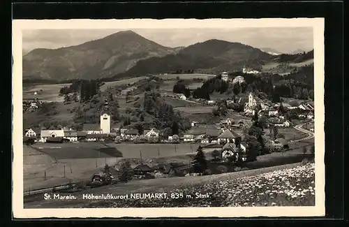 AK St. Marein /Neumarkt, Ortspartie mit Kirche