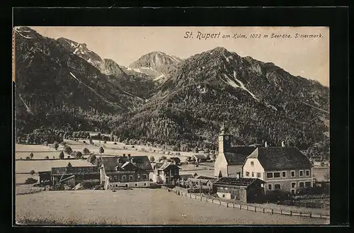 AK St. Rupert am Kulm, Ortspartie mit Kirche