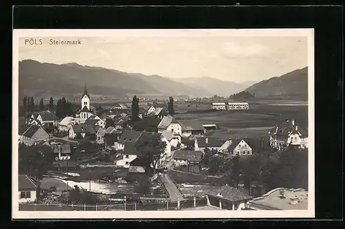 AK Pöls, Teilansicht mit Kirche