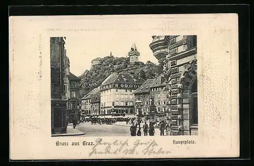 Präge-AK Graz, Hauptplatz mit Geschäften