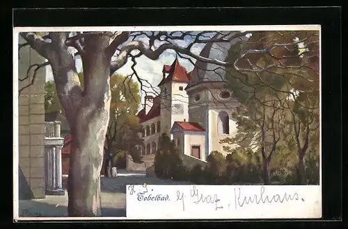 Künstler-AK Tobelbad, Ortspartie