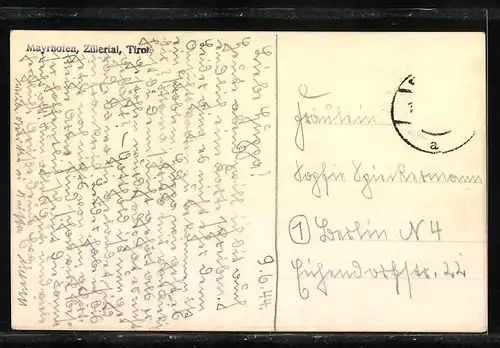 AK Mayrhofen, Ortsansicht mit Bergen