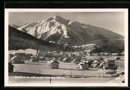 AK Seefeld, Ortsansicht mit Hocheder im Winter