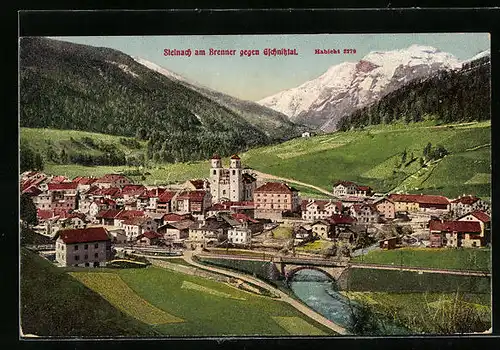 AK Steinach am Brenner, Ortsansicht gegen Gschnitztal