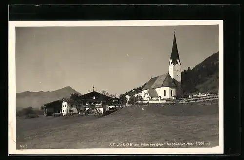 AK St. Jakob am Pillersee, Ortsansicht gegen Kitzbüheler Horn