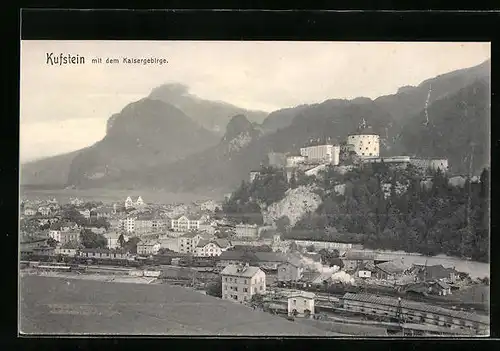 AK Kufstein, Ortsansicht mit Kaisergebirge