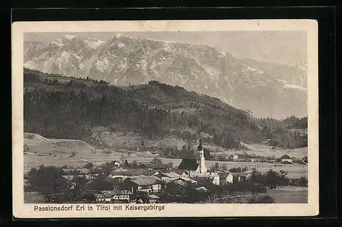 AK Erl, Ortsansicht mit Kaisergebirge