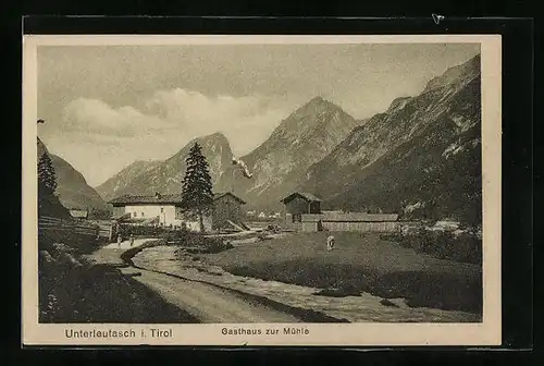AK Unterleutasch, Gasthaus zur Mühle