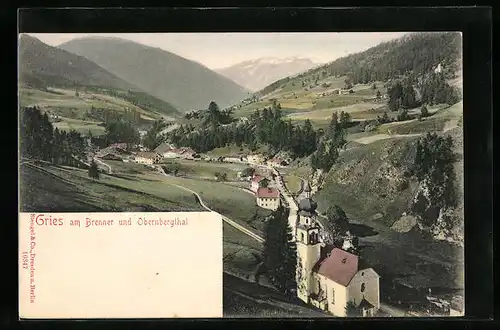 AK Gries am Brenner, Ortsansicht und Obernbergthal