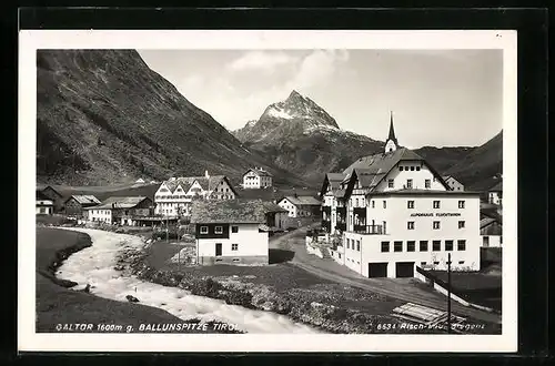 AK Galtür, Ortsansicht gegen Ballunspitze