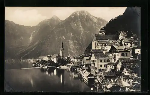 AK Hallstatt, Uferpartie mit Hirlatz