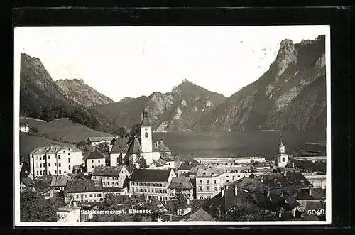 AK Ebensee, Salzkammergut, Uferpartie mit Kirche