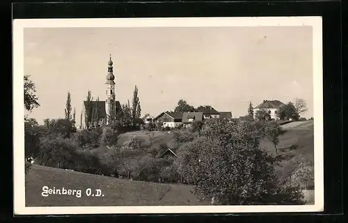 AK Geinberg /O.-D., Ortspartie mit Kirche