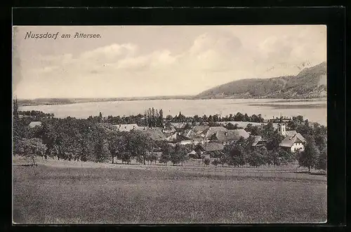 AK Nussdorf am Attersee, Ortspartie mit Kirche