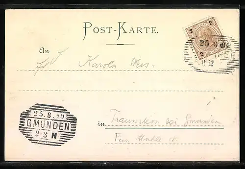 AK Ebensee, Teilansicht mit Traunausfluss