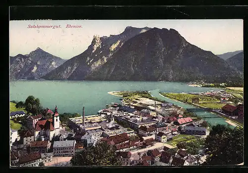 AK Ebensee, Salzkammergut, Teilansicht mit Kirche