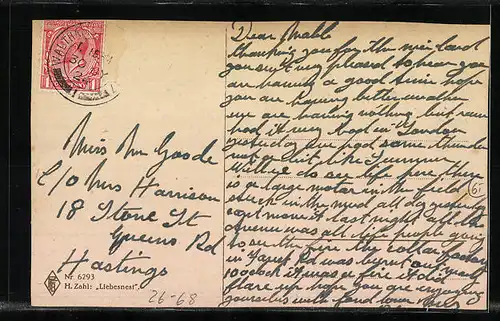 Künstler-AK H. Zahl: Amor sitzt in einem Vogelnest