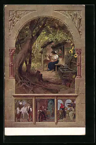 AK Brüderchen und Schwesterchen, Szenen des Märchens