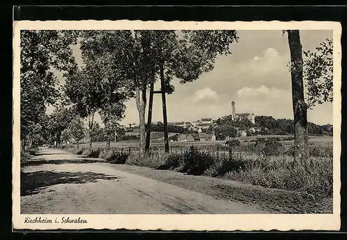 AK Kirchheim i. Schwaben, Blick vom Feldweg auf die Ortschaft